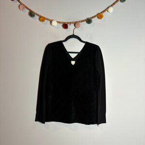 Ecru black genuine leather lasercut mixed media blouse